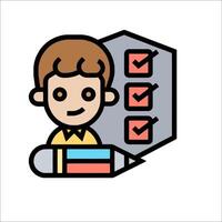 A man with a pencil and a check list icon vector