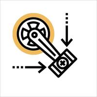 A black and white icon of a wheel with a gear vector