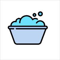 A blue bowl with soap and bubbles in it vector