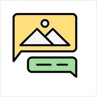 A chat bubble with a mountain in the background vector