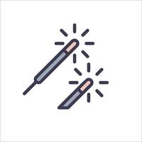 A sparkler and a lighter icon vector
