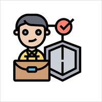 A man with a briefcase and a shield icon vector