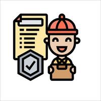 A cartoon man holding a clipboard and a check mark vector