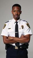 Studio image of an AfricanAmerican male cop photo