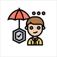 A man holding an umbrella and a check mark vector