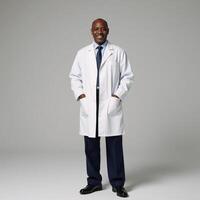 A smiling senior AfricanAmerican man is depicted as a doctor photo