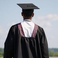 AfricanAmerican graduate in cap gown unidentifiable Black student photo