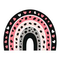 Abstract rainbow illustration with hearts and dots on a white background vector