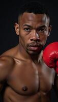 Portrait of African American Boxer with detailed facial features closeup photo
