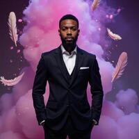 Digital Illustration An ethereal portrait of an African American male in a dreamlike environment photo