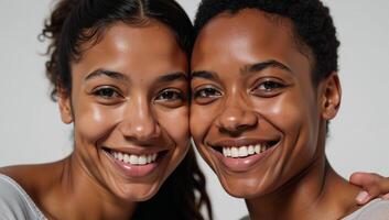 Closeup image of an African American couple sharing a smile photo