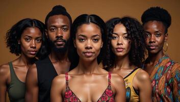 Strikingly bold and colorful portrait of African American individuals exuding power and unity during Black History Month photo