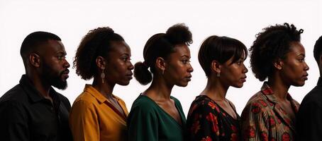 Black History Month silhouettes featuring profiles of diverse African and AfricanAmerican men and women photo