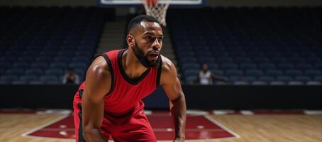 AfricanAmerican man playing basketball photo