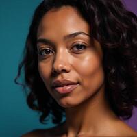 Digital illustration showcasing a serene African American woman with striking features photo