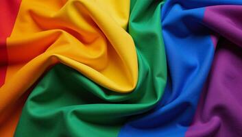 A portrait showcases twisted fabric displaying vibrant rainbowcolored LGBTQ pride themes photo