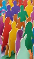 Papercut figures arranged in rainbow lineup symbolizing Gay Pride photo
