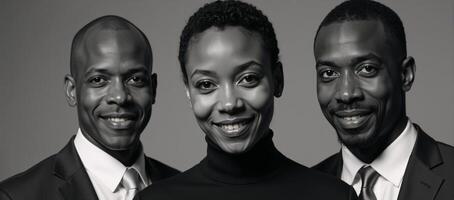 Blackandwhite portrait of three African American individuals photo