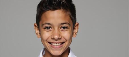 Smiling teenager with African American facial features photo