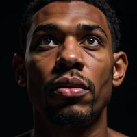 Closeup photo of an introspective African American male