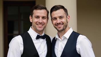 Image depicting two happy gay men together photo
