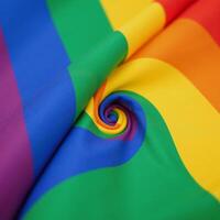 A colorful LGBT Rainbow Pride Flag with cheerful concepts of love unity and celebration photo