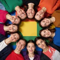European Unionthemed backdrop with an illustration of the LGBTQ symbol photo