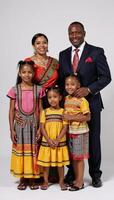 Traditional attire donned by an intergenerational AfricanAmerican family photo