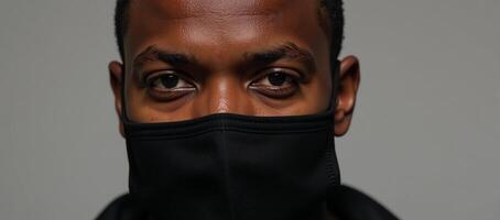 AfricanAmerican man wearing COVID mask photo