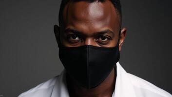 AfricanAmerican man wearing COVID mask photo