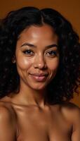 Digital illustration showcasing a serene African American woman with striking features photo