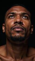 Closeup photo of an introspective African American male