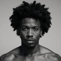 An African American man with an adultsized cloud for a head photo