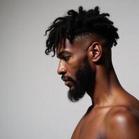 Genuine portrayal of an African American athletes natural curls and authentic hairstyle in the sport of Muay Thai photo