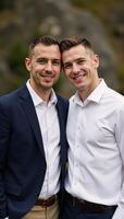 Image depicting two happy gay men together photo