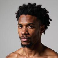 Image captures the natural hair and authentic hairstyle of an AfricanAmerican Muay Thai athlete embodying strength grit and genuine essence photo