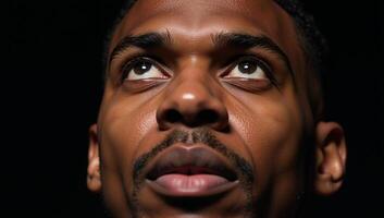 Closeup photo of an introspective African American male