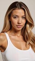 Portrait showcasing a black woman with blonde hair as model photo