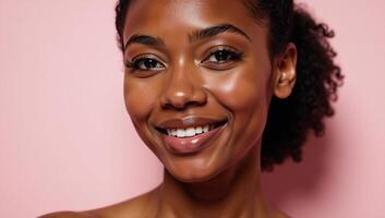 Digital illustration showcasing a peaceful AfricanAmerican woman with striking features photo