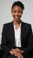 Office interview portrait featuring an African American woman photo