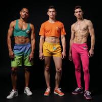Studio portrait featuring young multiracial individuals dressed as LGBTQ characters captured from the waist up against a black backdrop photo
