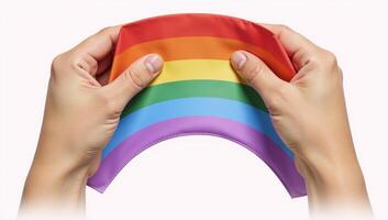 Isolated Rainbow Flag Gay Pride Symbol on White Background photo