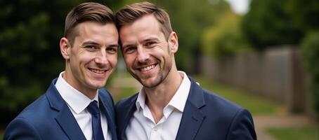 Image depicting two happy gay men together photo