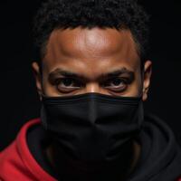 AfricanAmerican man wearing COVID mask photo