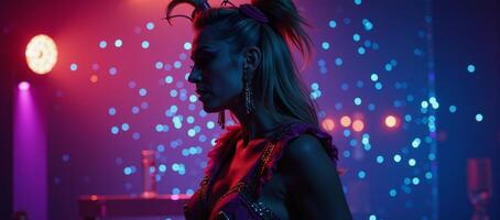 Drag queen silhouette in a vibrant nightclub setting photo