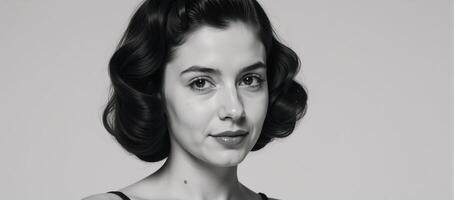 A 50sinspired pinup image features a brunette wearing a vintage lingerie set with classic styling and nostalgic glamour photo