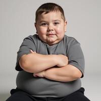 Image description Obese youth young boy photo