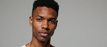 Beauty Studio Photoshoot Young Black Man Subtle Makeup Metrosexy Style photo