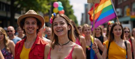 Vivid rainbows symbolize pride and gay rights in an emotionally charged image photo