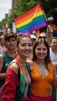 Vivid rainbows symbolize pride and gay rights in an emotionally charged image photo
